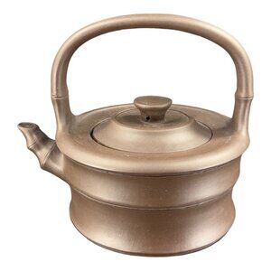 Yixing Zisha Clay Handmade Ceramic Pottery Teapot Carafe W Handle Artist Marked